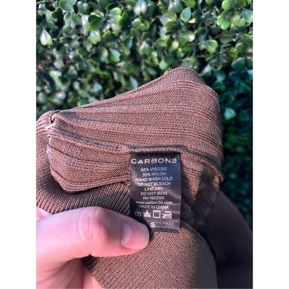 Carbon38 High Rise Camel Brown Ribbed Lounge Short Sz Small NWT - Picture 6 of 6